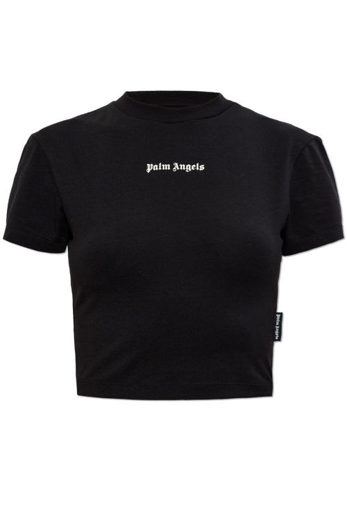 Palm Angels BLACK Short top with printed logo 1