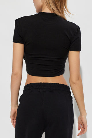 Palm Angels BLACK Short top with printed logo 4