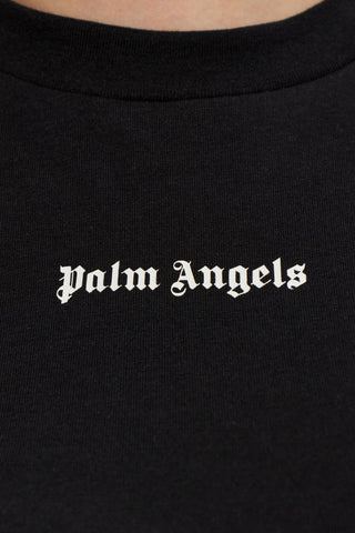 Palm Angels BLACK Short top with printed logo 5