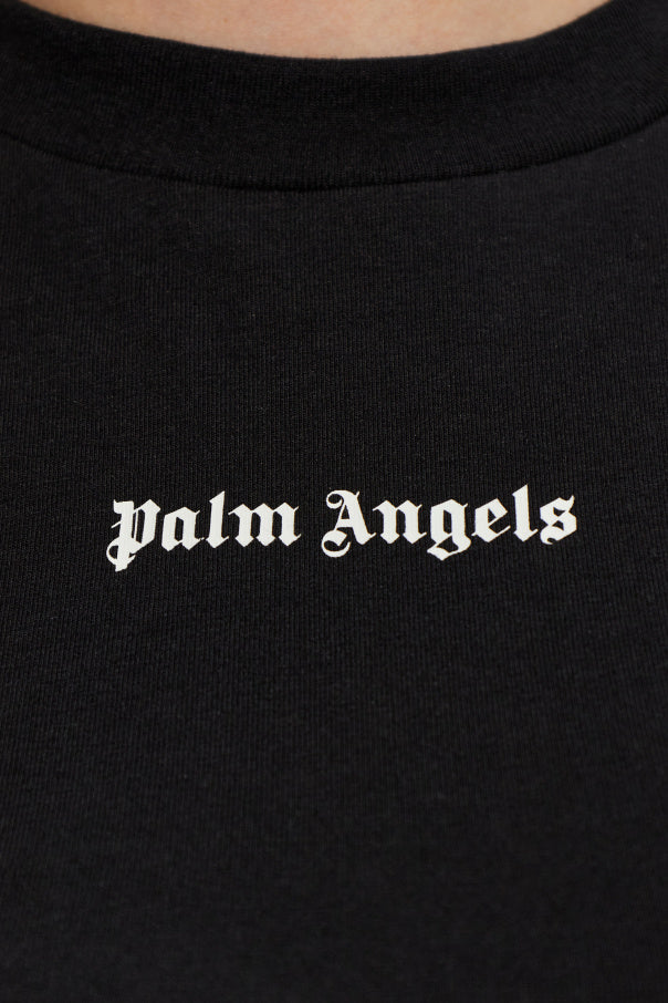 Palm Angels BLACK Short top with printed logo 5