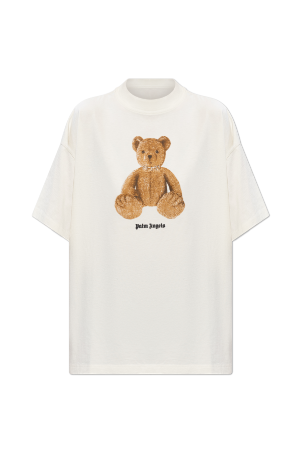 Palm Angels WHITE T-shirt with printed logo 1