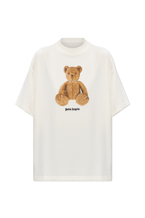 Palm Angels WHITE T-shirt with printed logo 1
