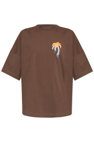 Palm Angels BROWN T-shirt with print 1