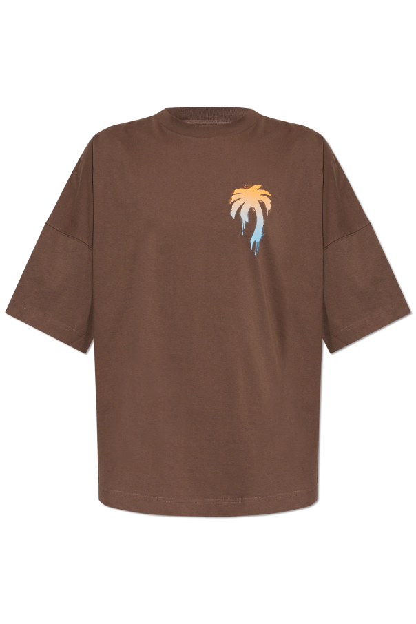 Palm Angels BROWN T-shirt with print 1