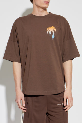 Palm Angels BROWN T-shirt with print 3