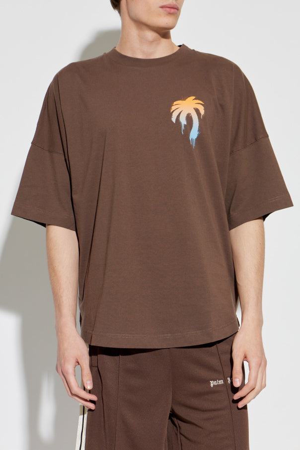 Palm Angels BROWN T-shirt with print 3