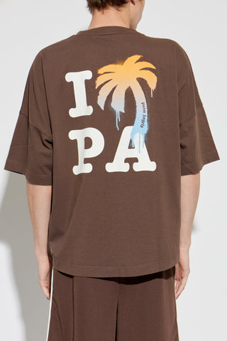 Palm Angels BROWN T-shirt with print 4