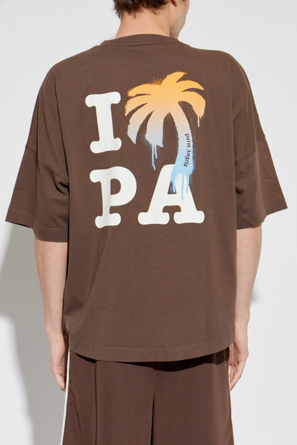 Palm Angels BROWN T-shirt with print 4