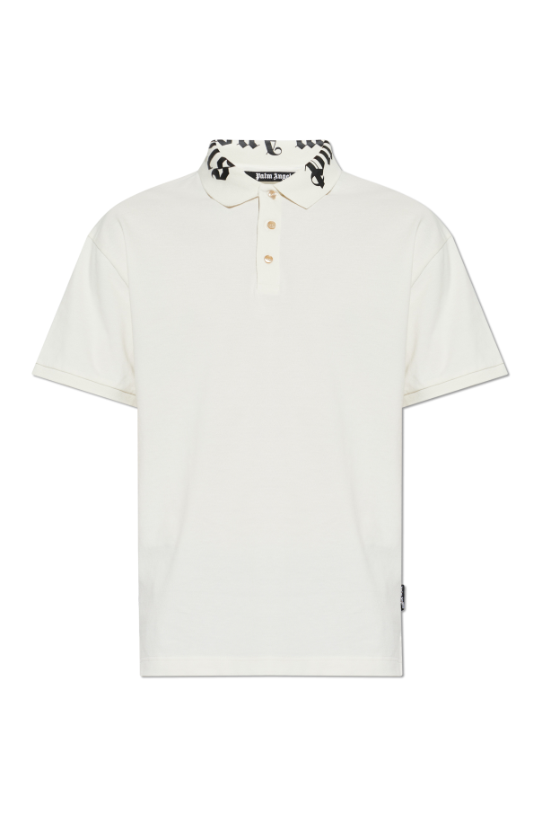 Palm Angels cream Polo with logo 1