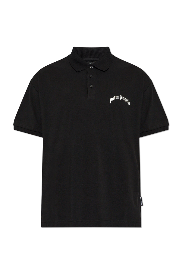 Palm Angels BLACK Polo with logo 1