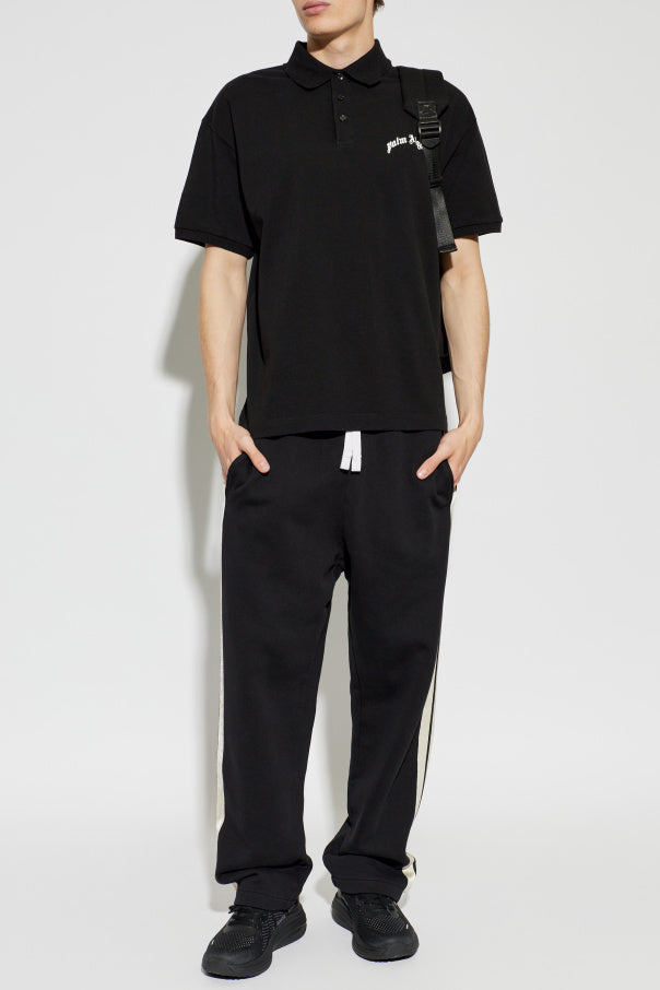Palm Angels BLACK Polo with logo 2
