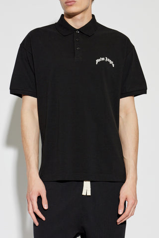 Palm Angels BLACK Polo with logo 3