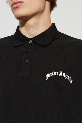 Palm Angels BLACK Polo with logo 5