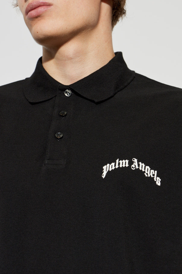 Palm Angels BLACK Polo with logo 5