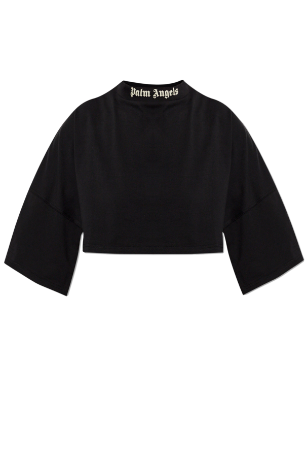 Palm Angels BLACK Short top with logo 1