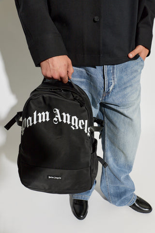 Palm Angels BLACK Backpack with logo 2