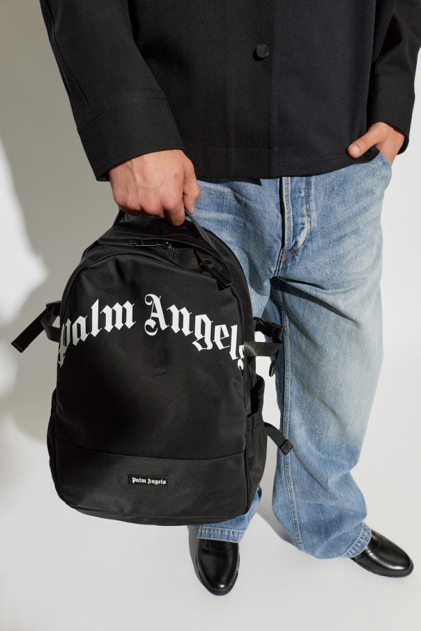 Palm Angels BLACK Backpack with logo 2