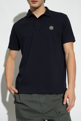 Stone Island NAVY BLUE Polo shirt with logo patch 3