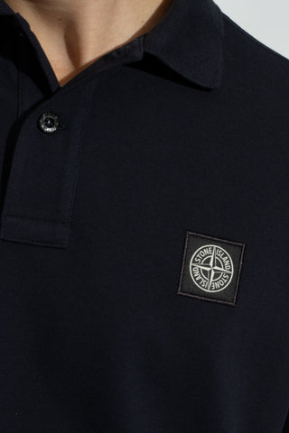 Stone Island NAVY BLUE Polo shirt with logo patch 5