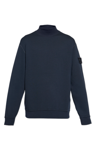 Stone Island NAVY BLUE Sweatshirt with a stand-up collar 1
