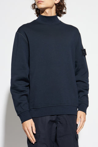 Stone Island NAVY BLUE Sweatshirt with a stand-up collar 3
