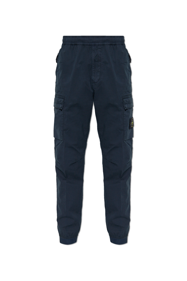Stone Island NAVY BLUE Trousers with logo 1