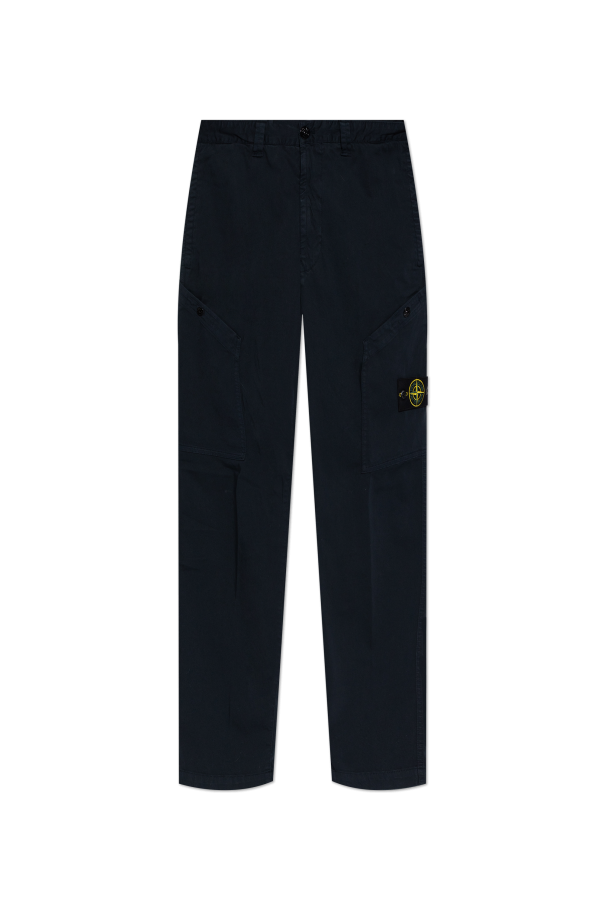 Stone Island NAVY BLUE Trousers with logo 1