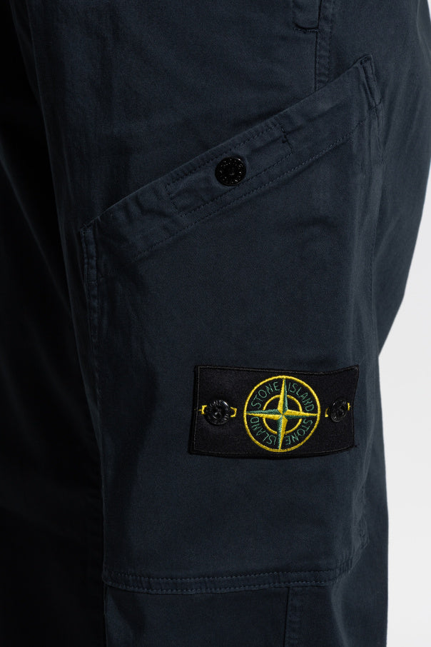 Stone Island NAVY BLUE Trousers with logo 5