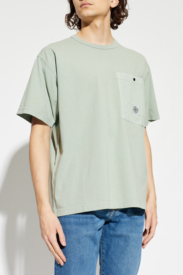Stone Island GREEN T-shirt with pocket 3