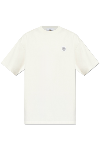 Stone Island cream T-shirt with logo patch 1