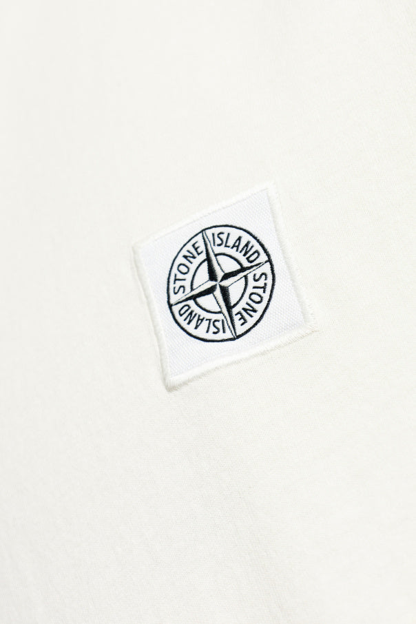 Stone Island cream T-shirt with logo patch 5