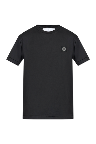 Stone Island BLACK T-shirt with logo patch 1