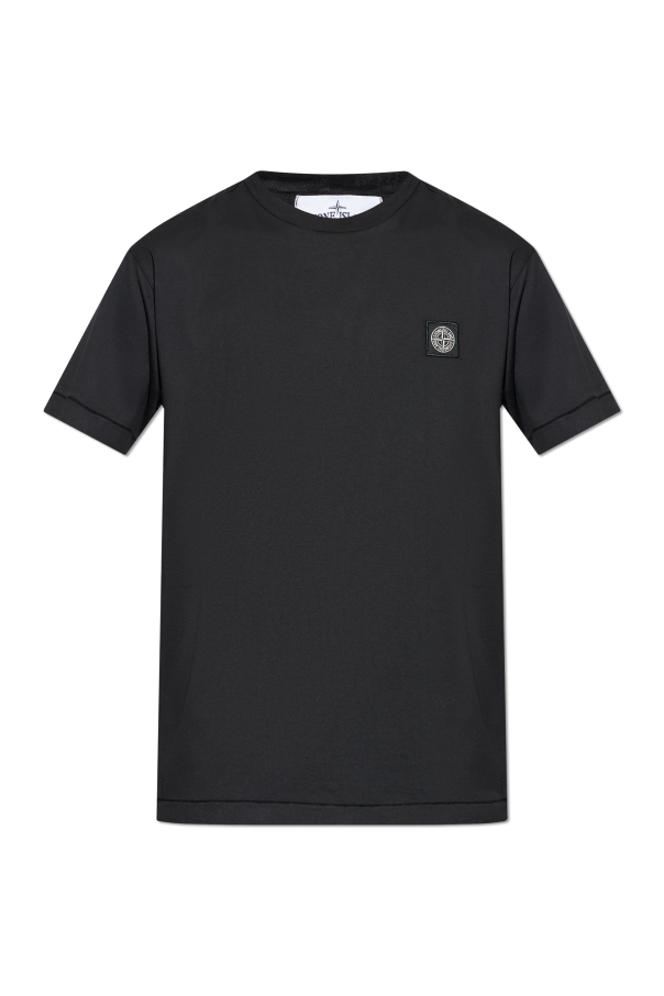 Stone Island BLACK T-shirt with logo patch 1