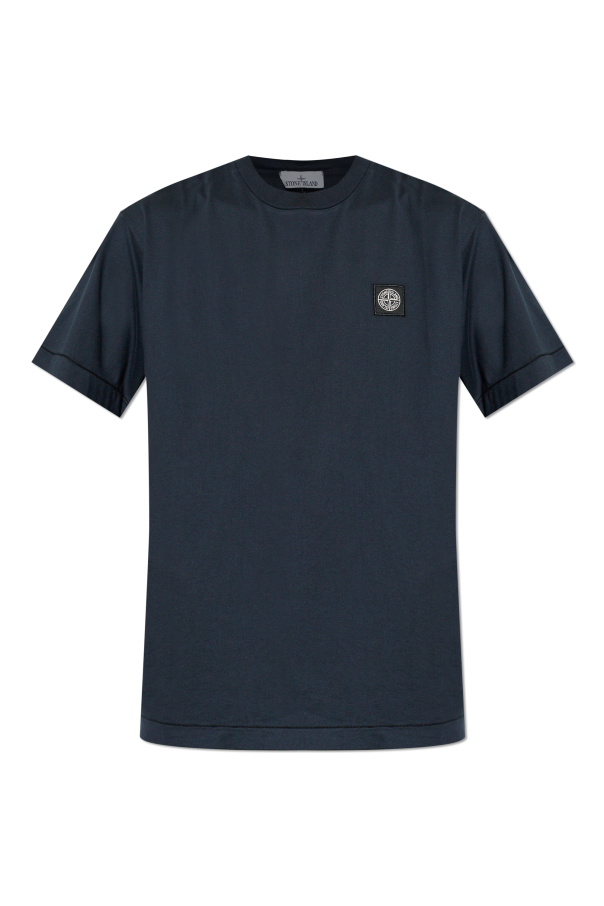 Stone Island NAVY BLUE T-shirt with logo patch 1