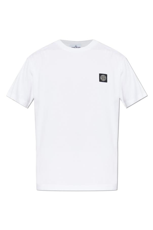 Stone Island WHITE T-shirt with logo patch 1