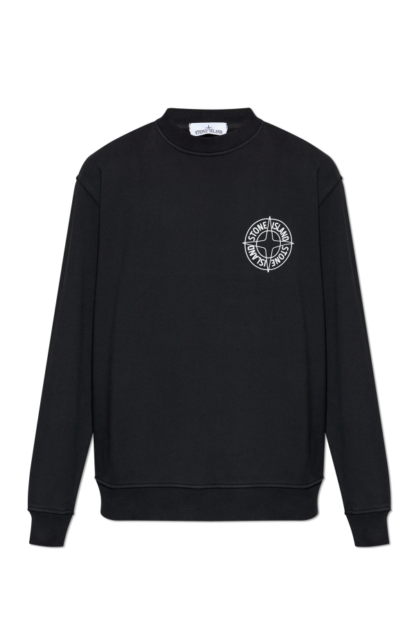 Stone Island BLACK Sweatshirt with printed logo 1