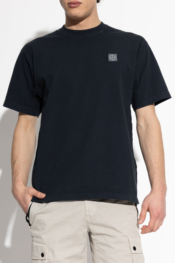 Stone Island NAVY BLUE T-shirt with logo patch 3