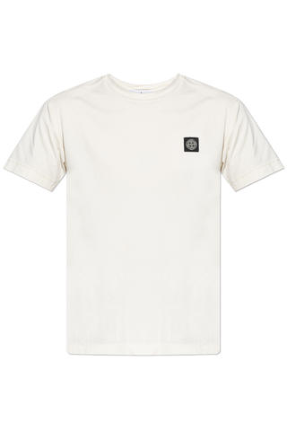 Stone Island cream T-shirt with logo patch 1