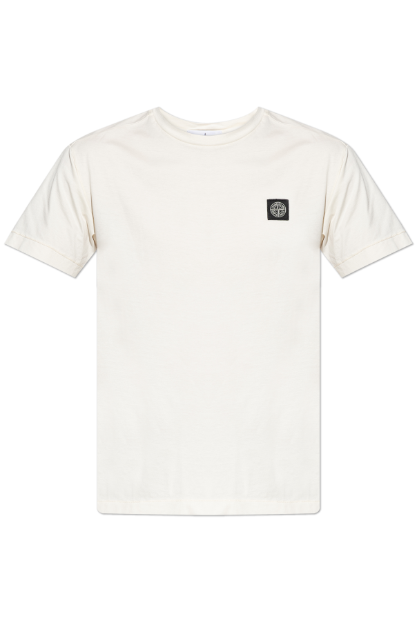 Stone Island cream T-shirt with logo patch 1