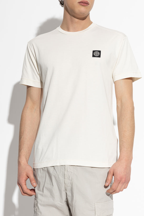 Stone Island cream T-shirt with logo patch 3