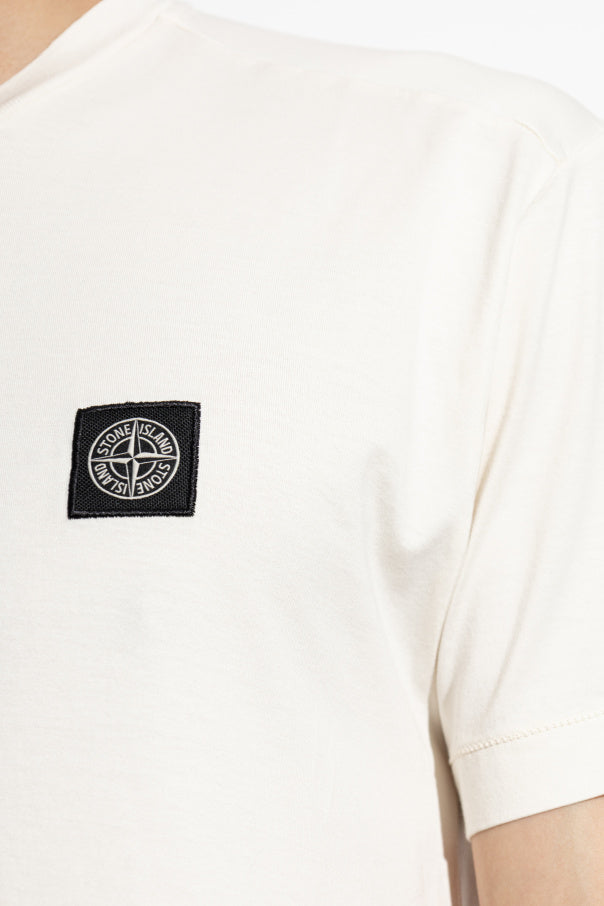 Stone Island cream T-shirt with logo patch 5