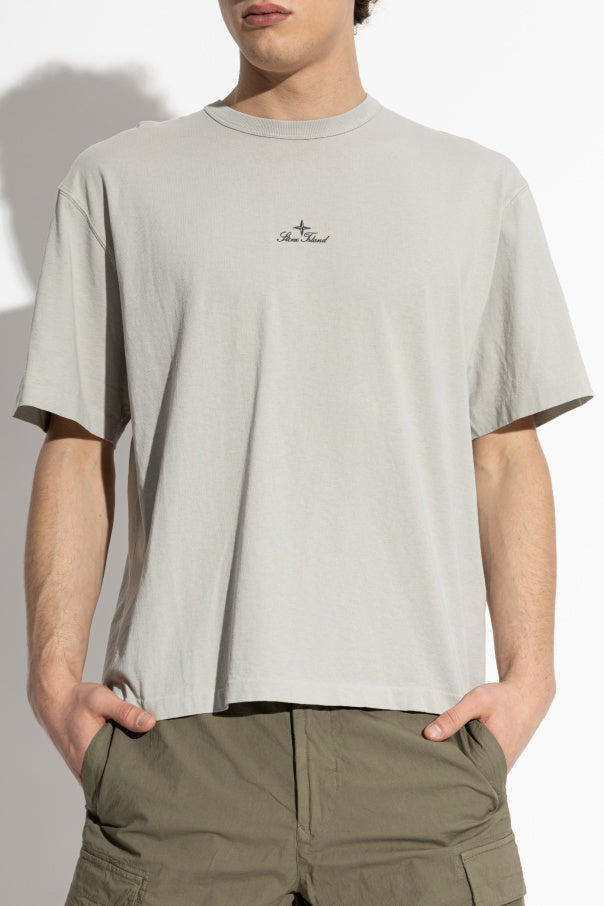 Stone Island GREY T-shirt with embroidered logo 3