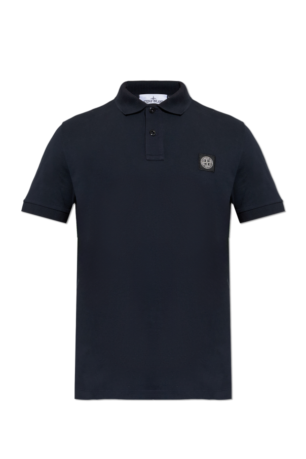 Stone Island BLACK Polo with logo patch 1