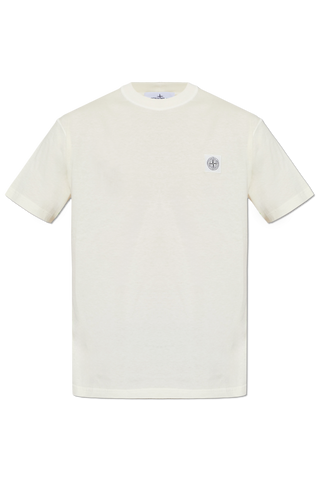 Stone Island cream T-shirt with logo patch 1