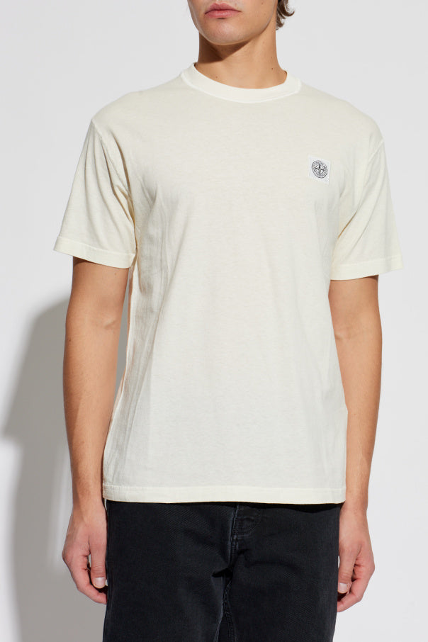 Stone Island cream T-shirt with logo patch 3
