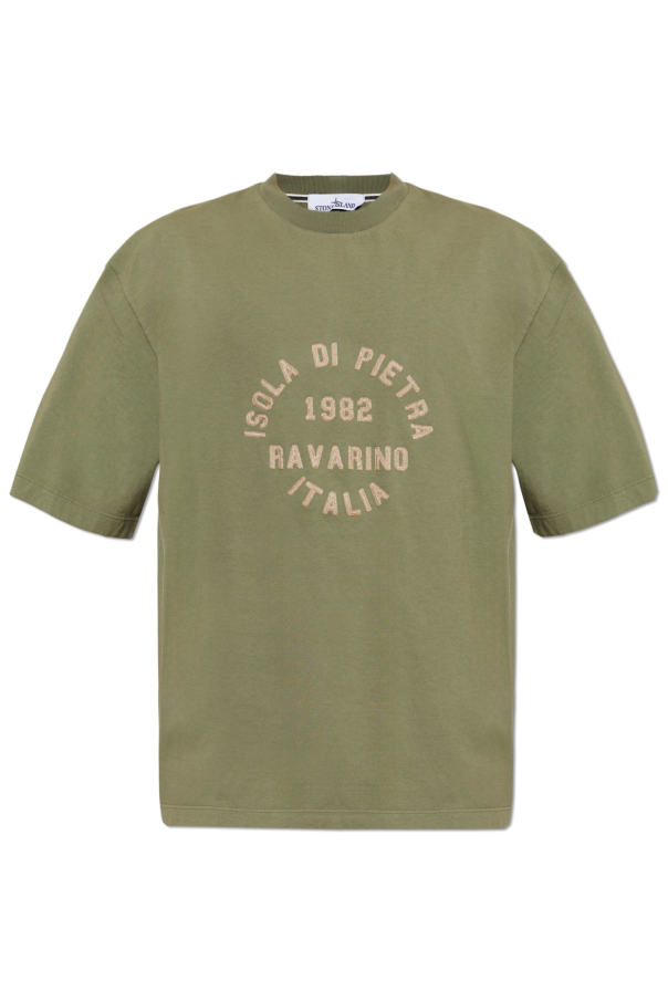 Stone Island GREEN T-shirt with embroidered logo 1