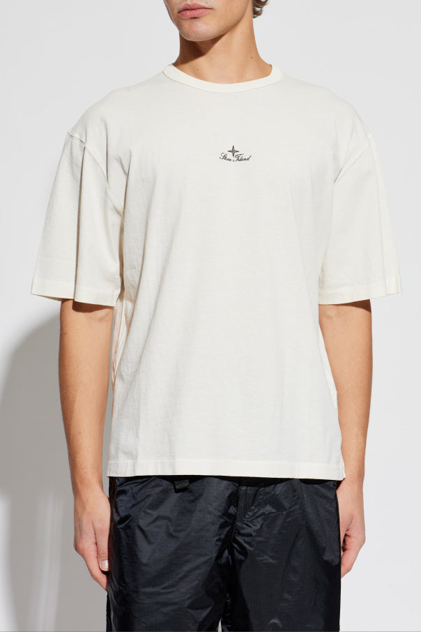 Stone Island cream T-shirt with embroidered logo 3