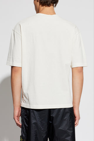 Stone Island cream T-shirt with embroidered logo 4