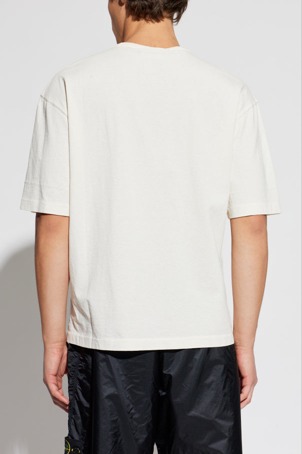 Stone Island cream T-shirt with embroidered logo 4