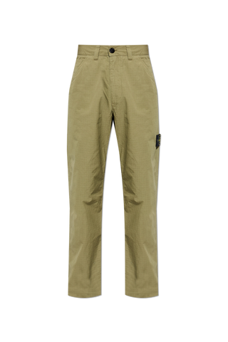 Stone Island GREEN Cotton trousers with tapered legs 1